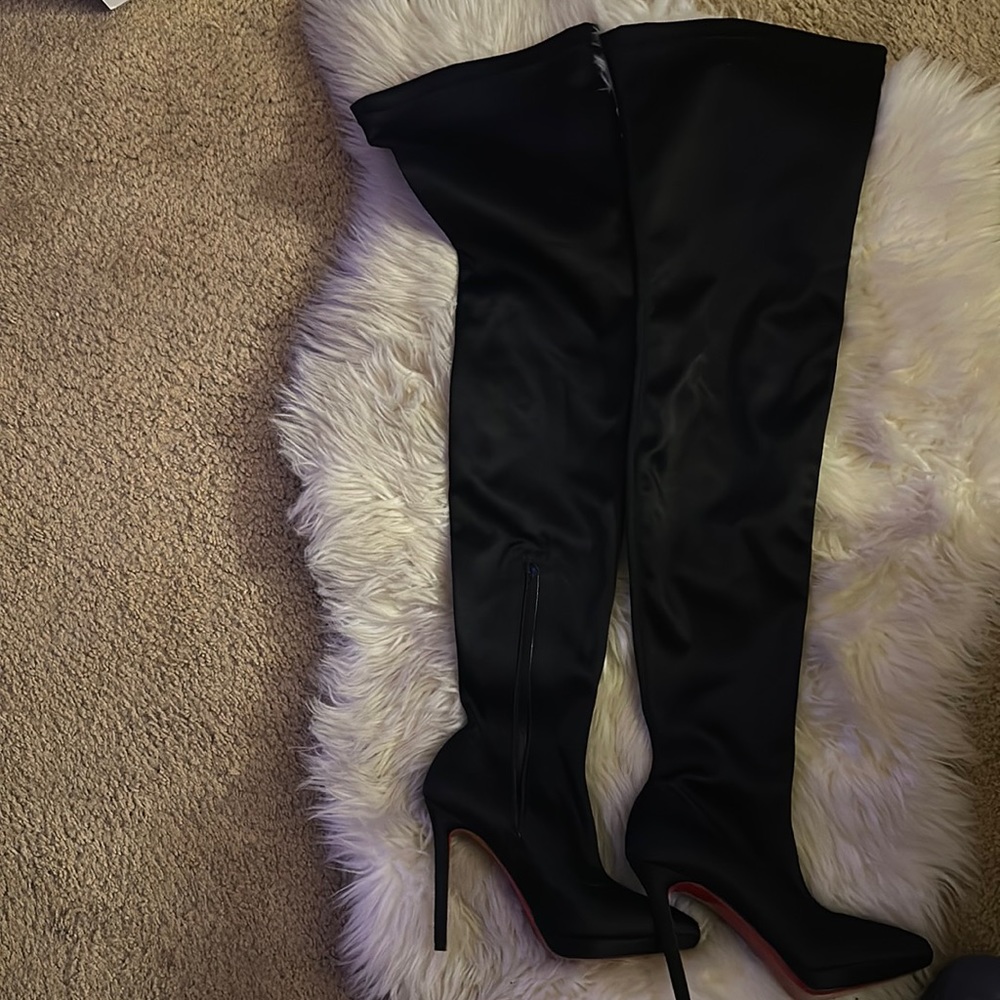 Christian Louboutin  Satin Over the Knee Boots